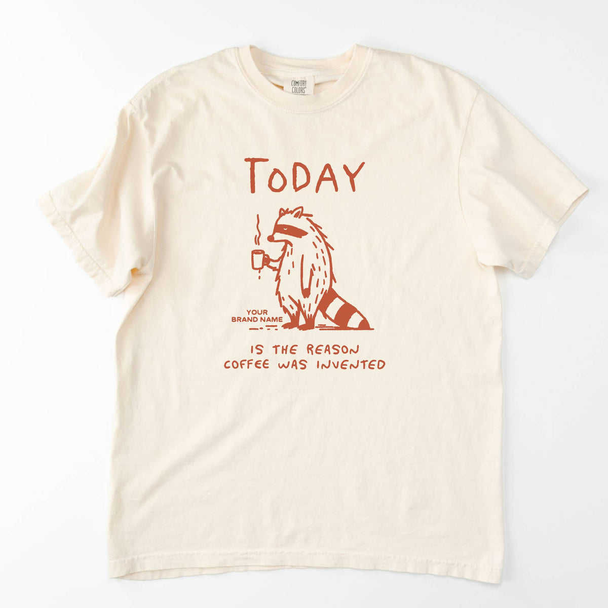 Coffee Raccoon Graphic Tee with Optional Personalization
