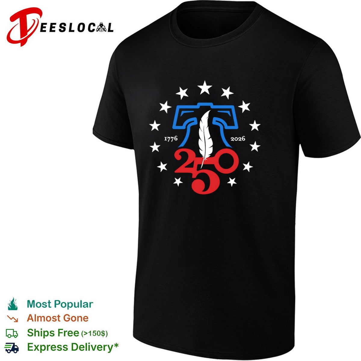 1776 2026 250 Liberty Bell Feather United States Semiquincentennial Anniversary shirt