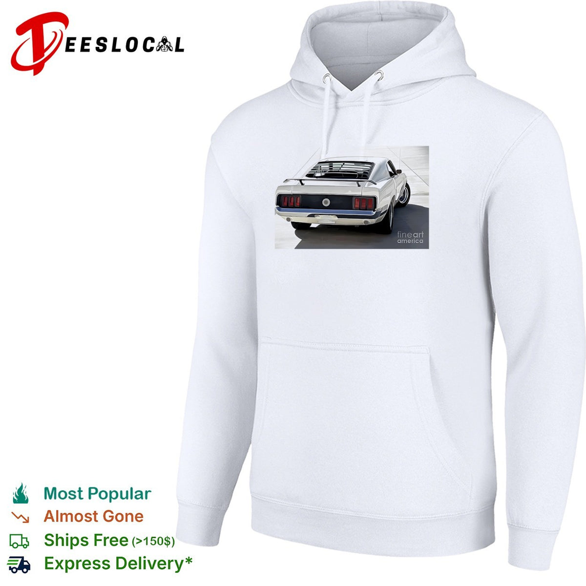 1969 Ford Mustang Fastback Classic Muscle Car Rear View shirt
