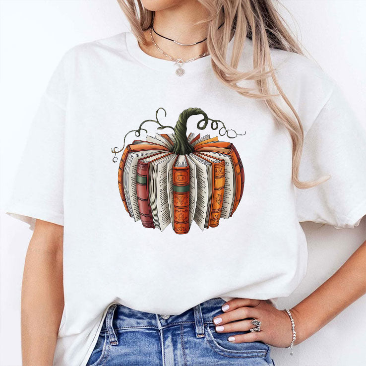 Fall Book Pumpkin Halloween T Shirt