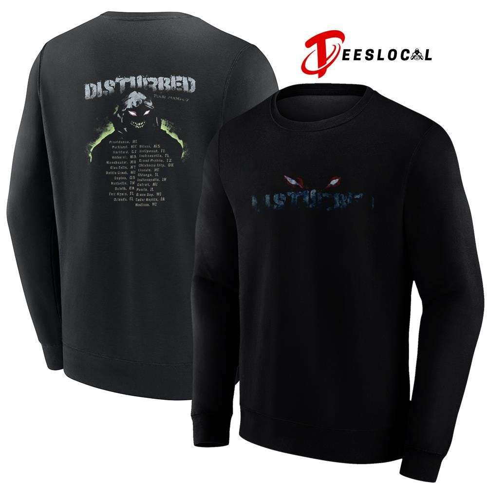 2006 Disturbed tour locations graphic shirt