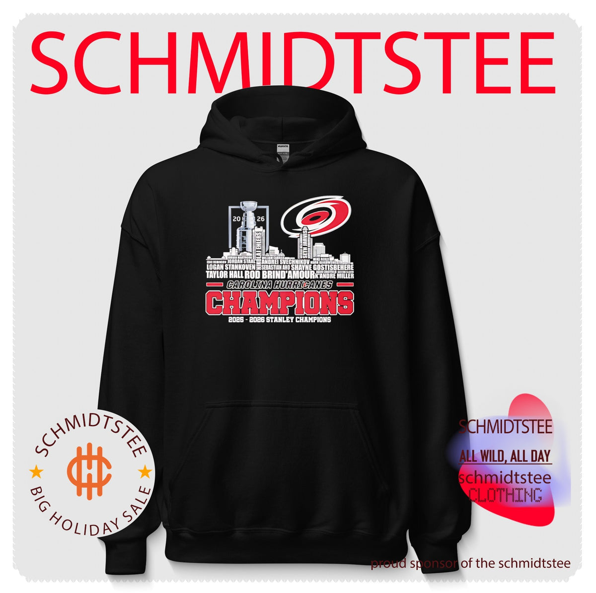 2025-2026 Stanley Champions Carolina Hurricanes player name skyline shirt