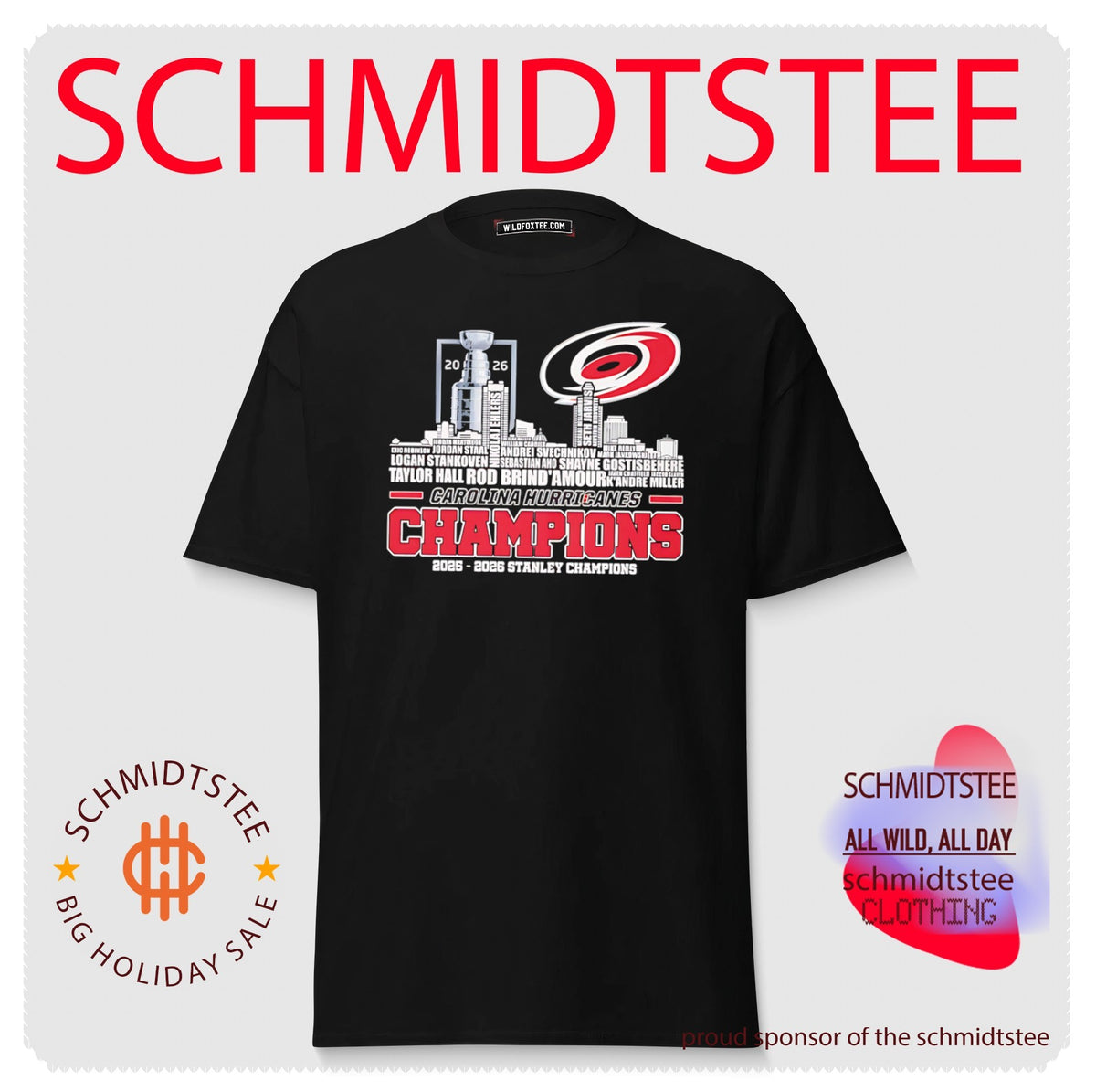 2025-2026 Stanley Champions Carolina Hurricanes player name skyline shirt
