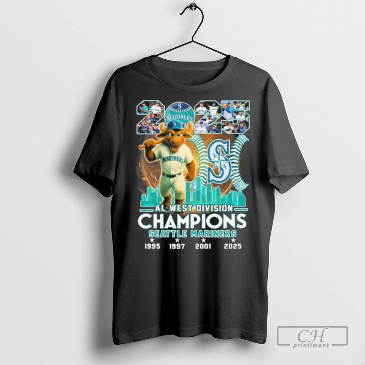 2025 Al West Division Champions Seattle Mariners Mascot T Shirts
