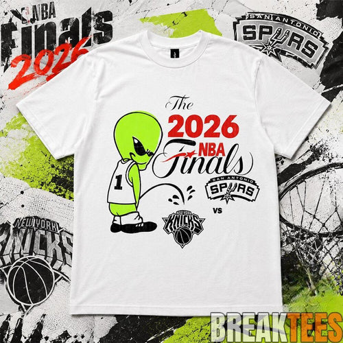 2026 NBA Finals Spurs Wemby Alien Pee On Knicks Shirt