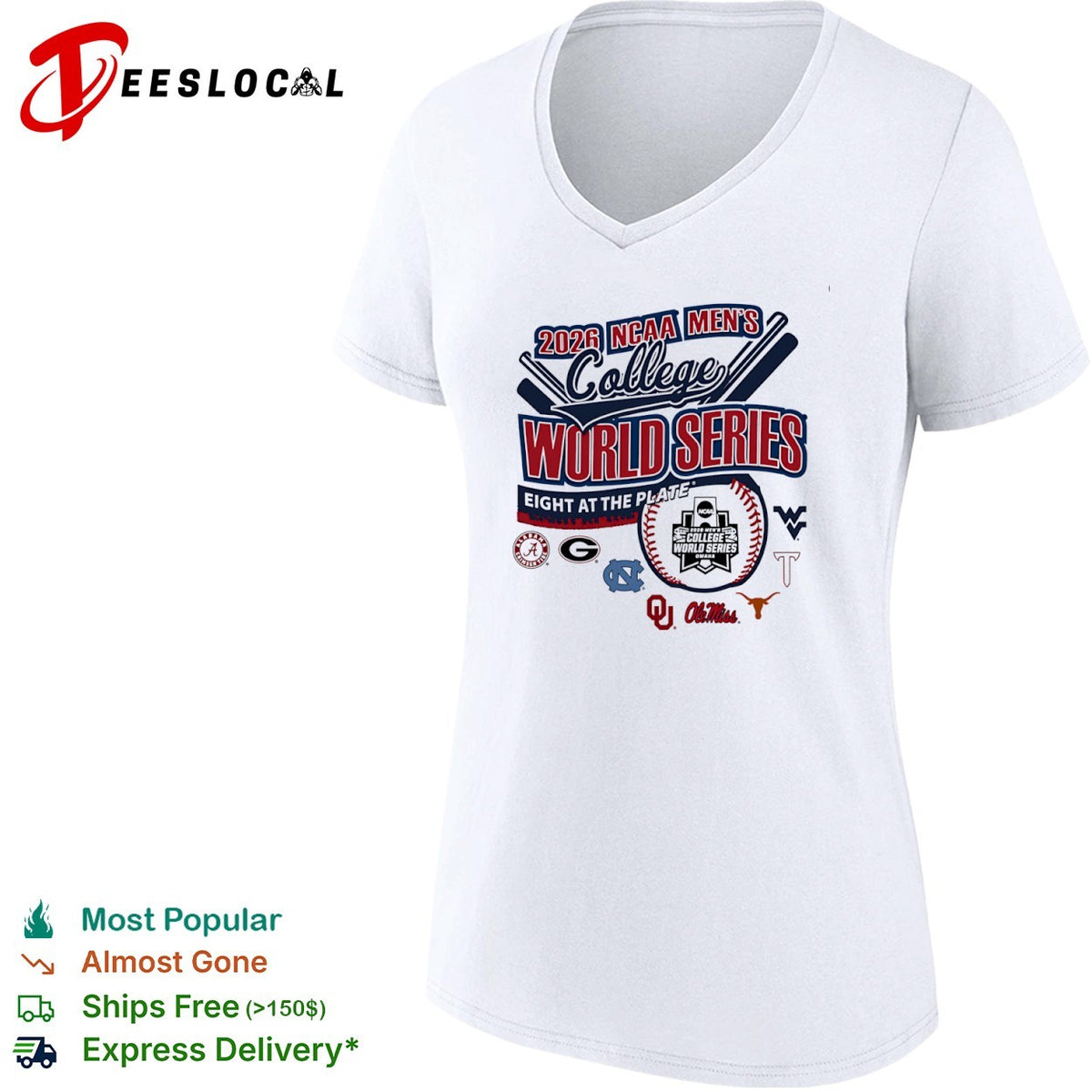 2026 NCAA College World Series Eight at the Plate Alabama Georgia North Carolina shirt