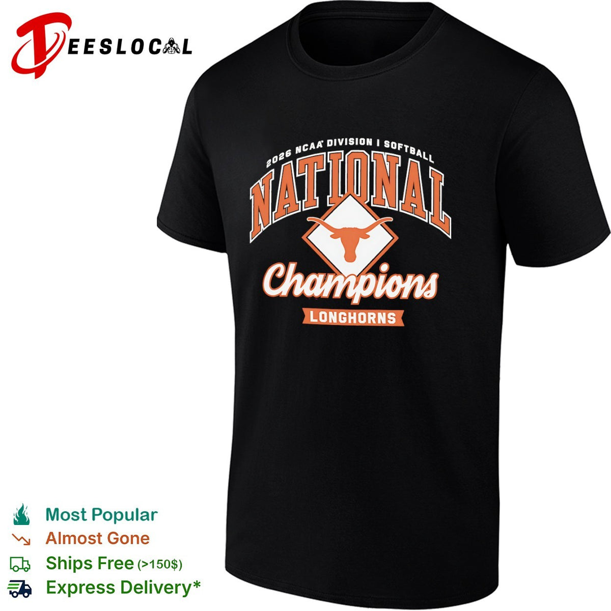 2026 NCAA Division I Softball National Champions Texas Longhorns World Series shirt