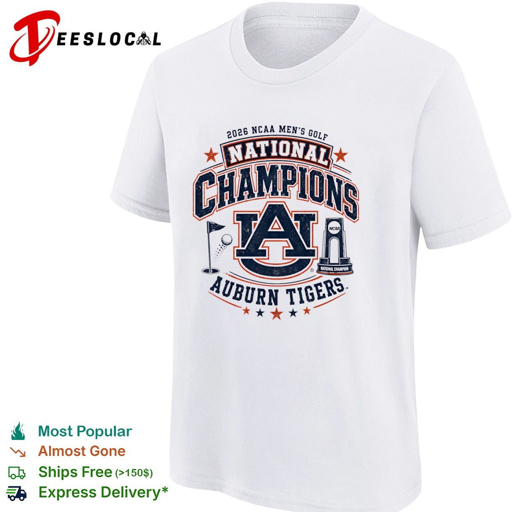 2026 NCAA Men’s Golf National Champions Auburn Tigers Logo Trophy Golf Ball shirt