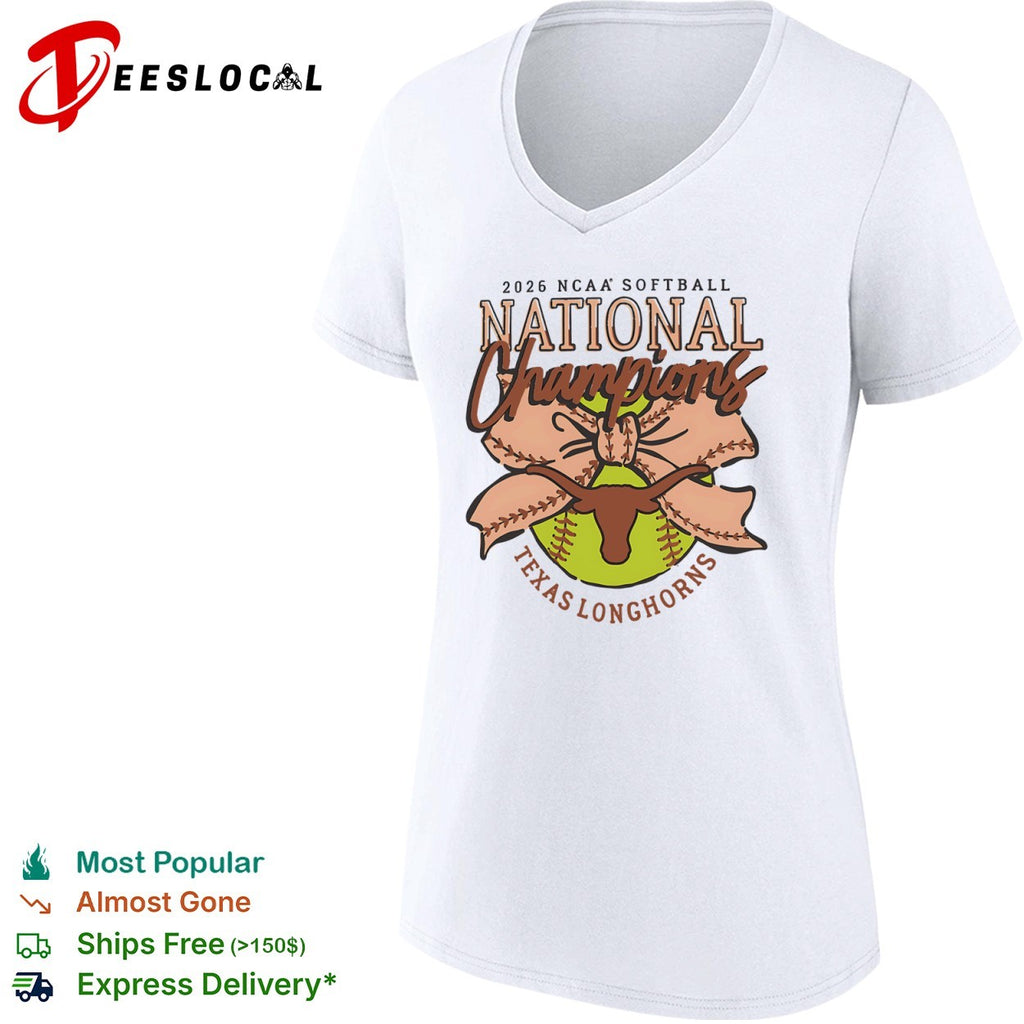 2026 NCAA Softball National Champions Texas Longhorns Bow and Softball shirt