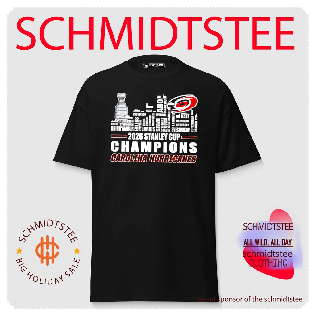 2026 Stanley Cup Champions Carolina Hurricanes player name skyline shirt