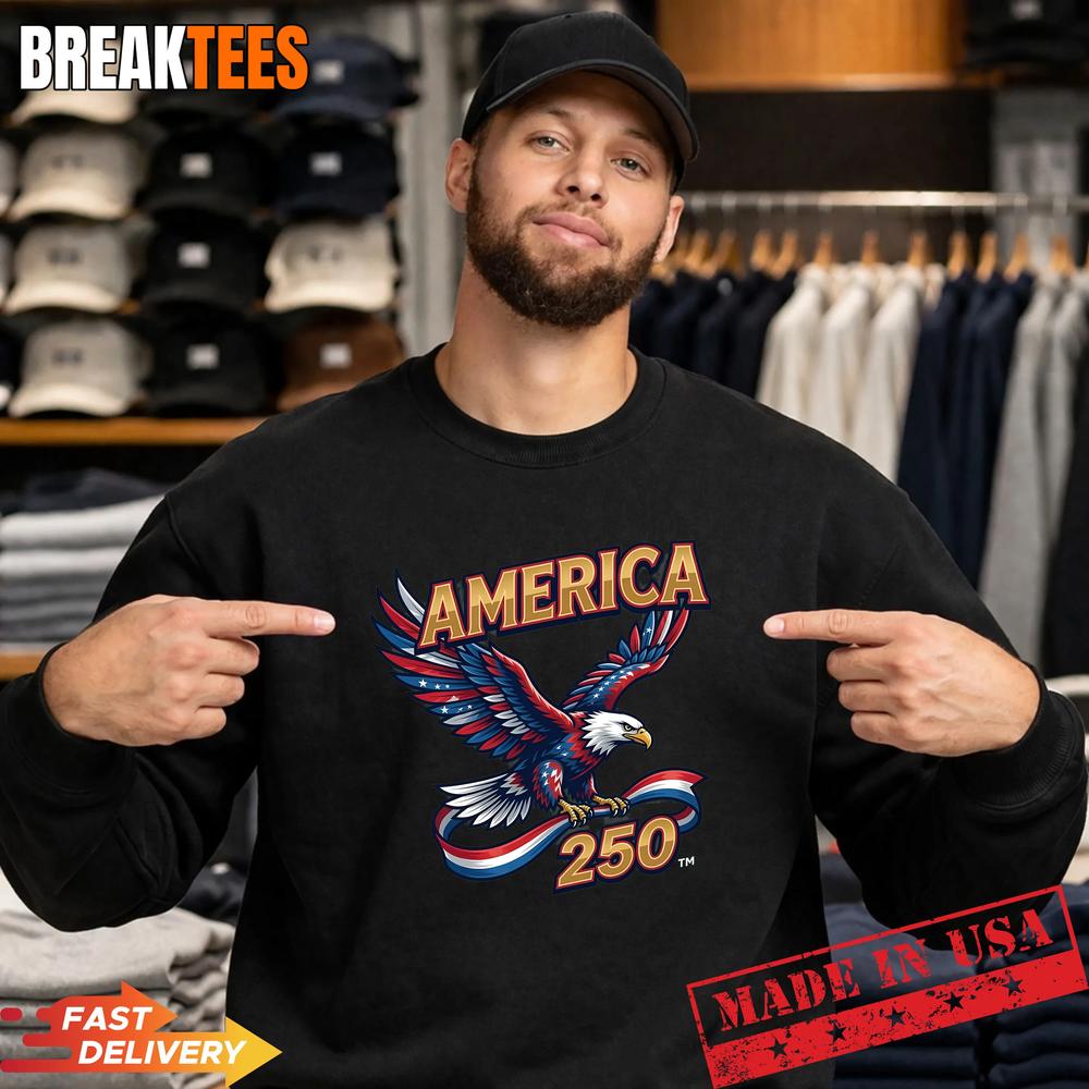 250 Anniversary USA Patriotic Eagle Ribbon American Pride Retro Shirt