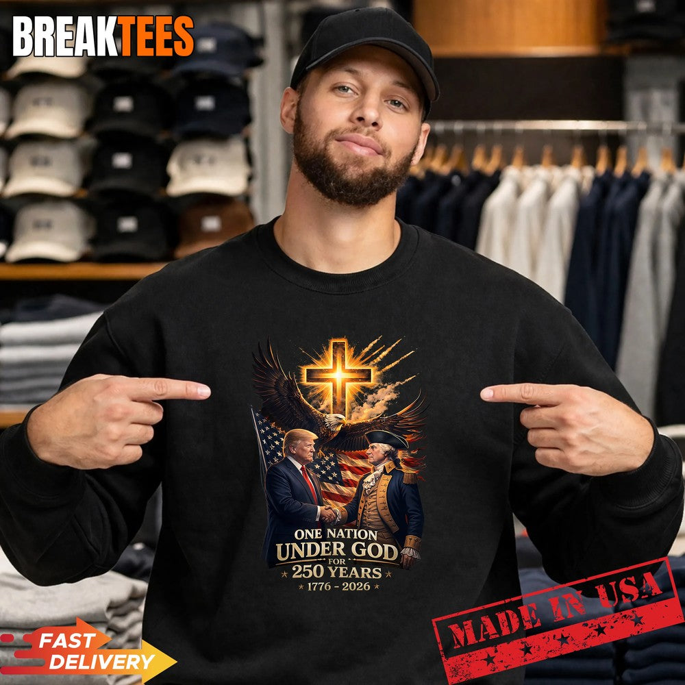 250 Years America Anniversary Trump Washington Christ Cross Shirt