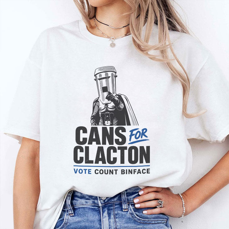 Cans For Clacton Vote Count Binface Funny Bin-Head Political Campaign Graphic UK Election Parody T Shirt
