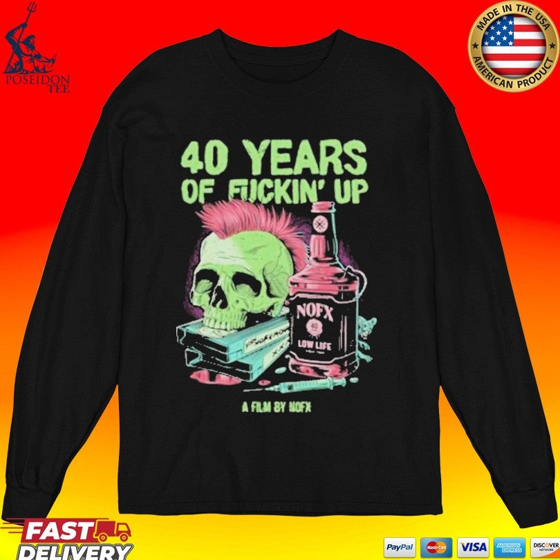 40 Years Of Fuckinup Bottle Skull T-shirt