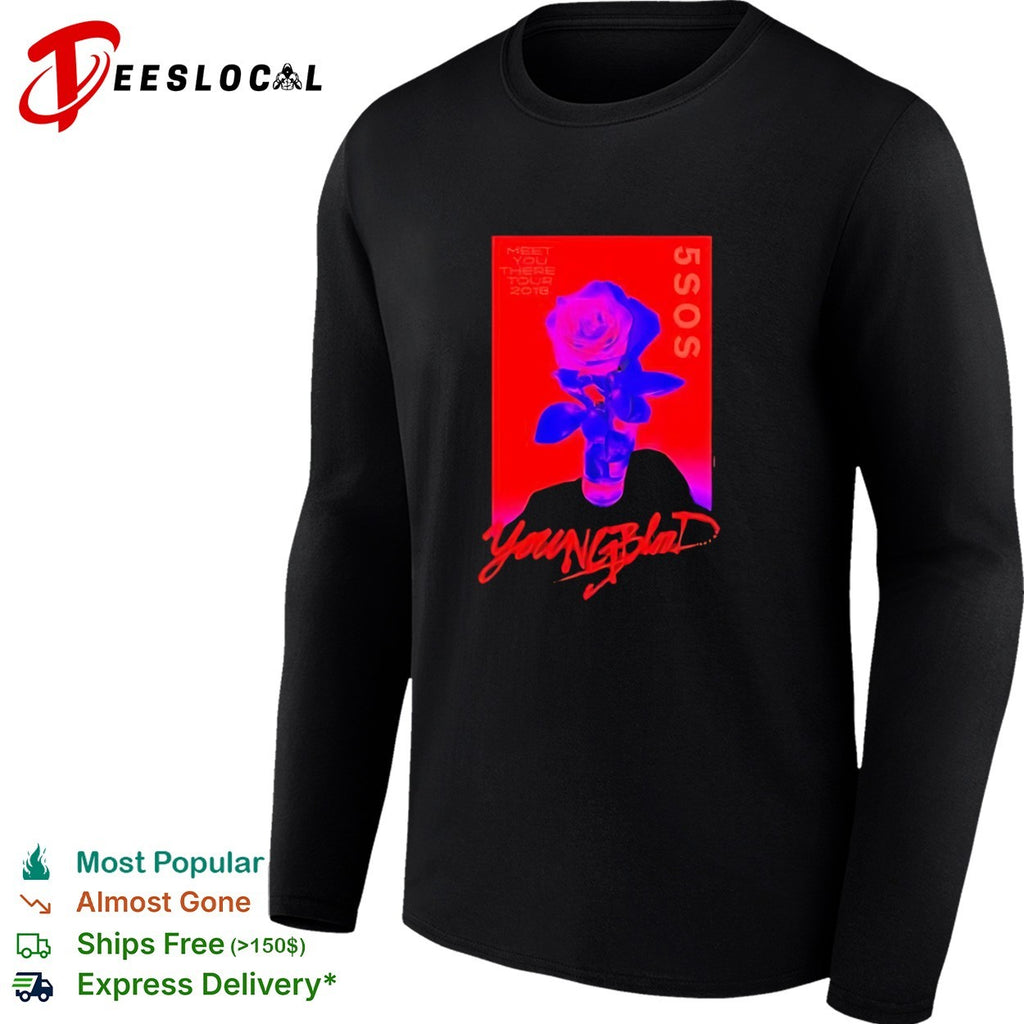 5SOS Meet You There Tour 2018 Youngblood Rose Red Aesthetic Band Concert Music shirt