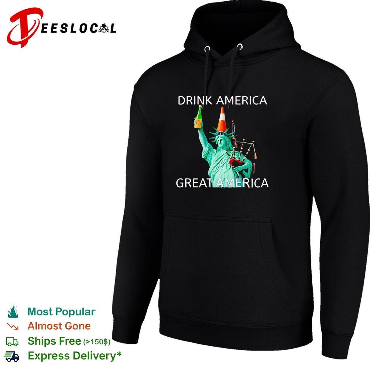 Drink America great America Statue of Liberty traffic cone funny graphic shirt