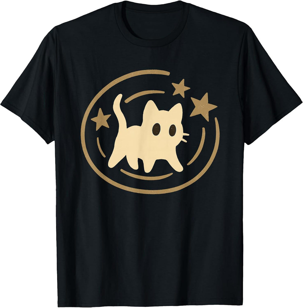 Vintage Y2K Creepy Cute Cat with Stars Graphic Tee
