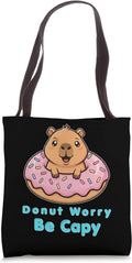 Donut Worry Be Capy Funny Cute Animal Lover Capybara Tote Bag
