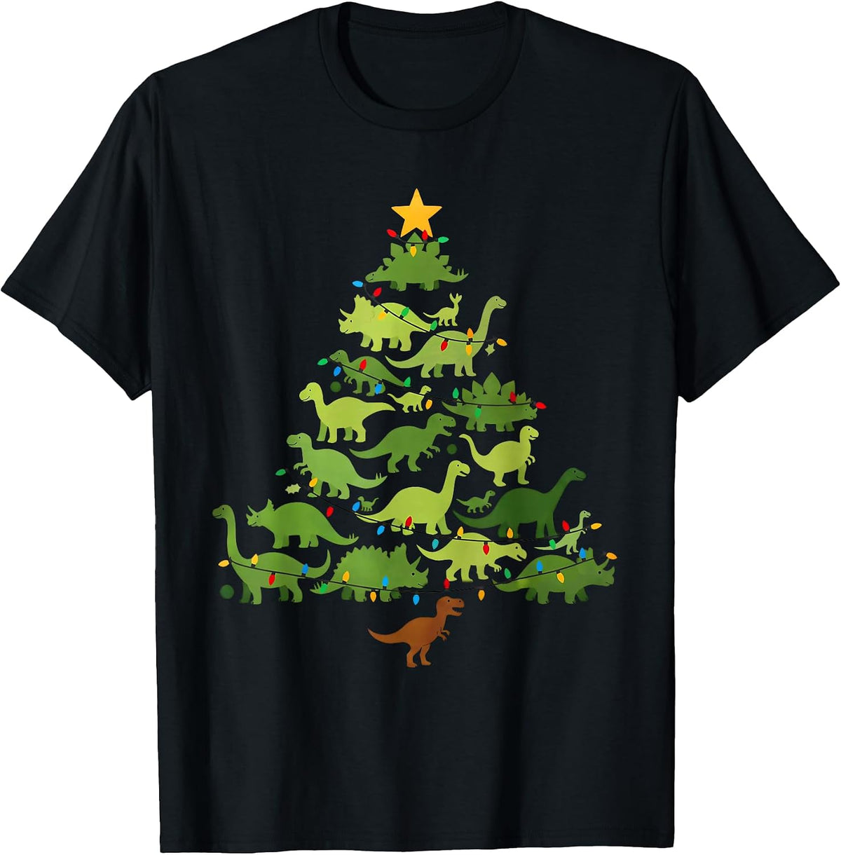 Christmas Tree Dinosaur T-rex Xmas Lights Holiday.