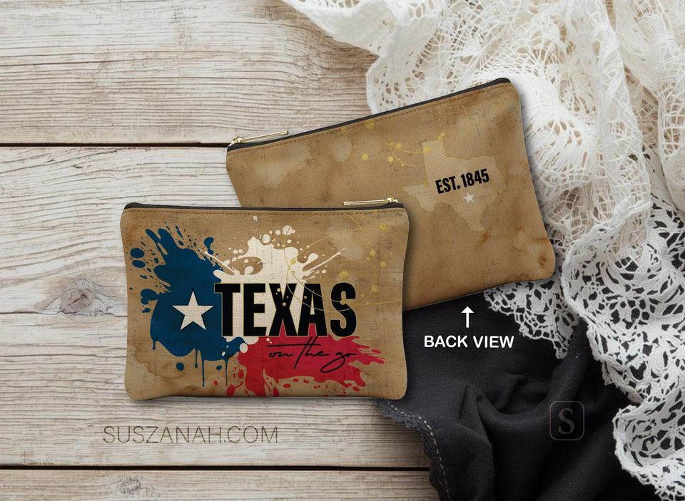 Texas Flag Zipper Pouch | Lone Star Travel Makeup Bag