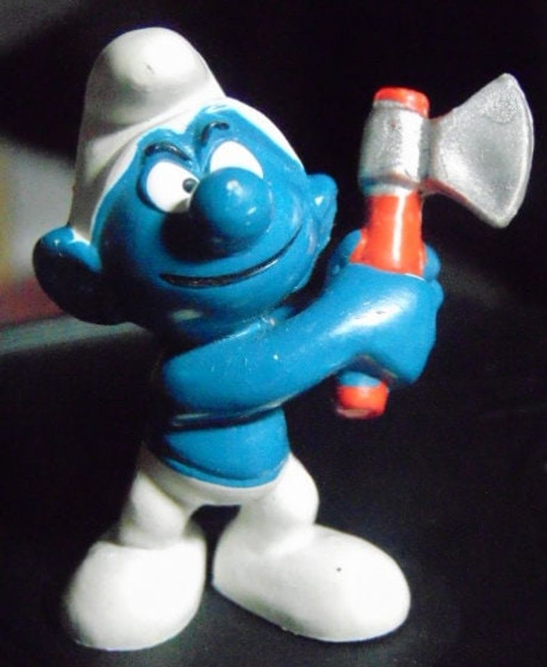 Vintage Wood Cutter Smurf...1976...Peyo...Hong Kong...Gift 4 Logger,Gift 4 Husband,Gift 4 Boyfriend,Gift 4 Wood Cutter