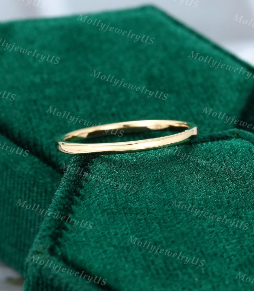 Minimalist wedding band vintage simple yellow gold ring wedding band women Unique ring Bridal ring promise ring Anniversary gift for her