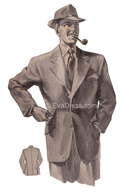 1940's Men's Semi-Hacking Jacket, Multi-size Pattern by EvaDress