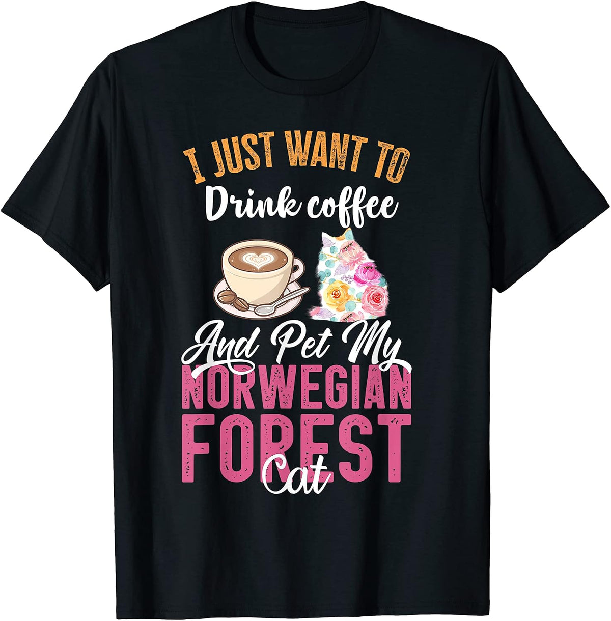 Funny Norwegian Forest Cat & Coffee Lovers Merch