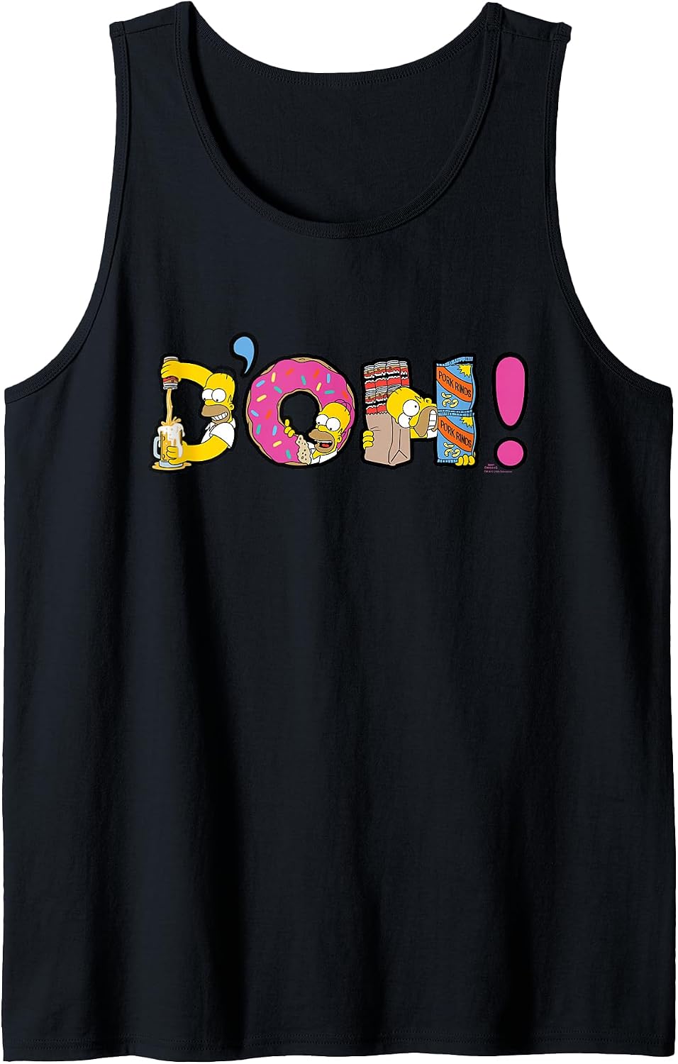 The Simpsons Homer Simpson Beer and Donuts Letters D’OH! Tank Top