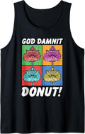 God Damnit Donut Cat Pop Art Book Tank Top