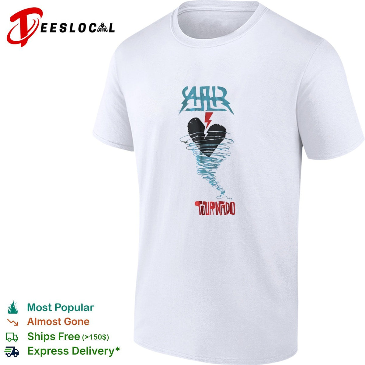AAR Tournado Heart Lightning Bolt Logo Music Band shirt