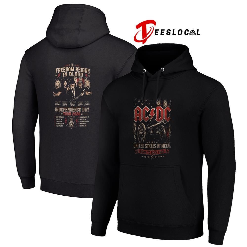 ACDC Independence day tour United States of metal born to rock free graphic signature shirt