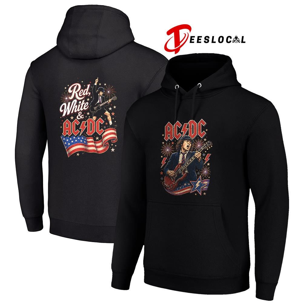 ACDC red white USA flag graphic shirt
