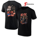 ACDC red white USA flag graphic shirt