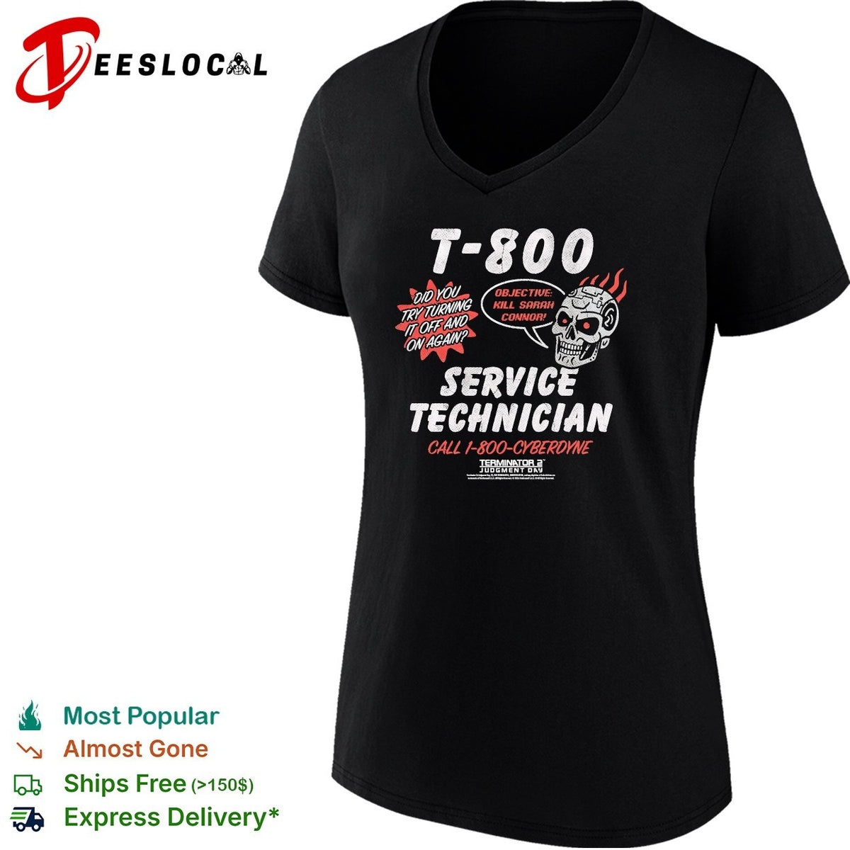 T-800 service technician Terminator 2 Judgment Day skull flames shirt