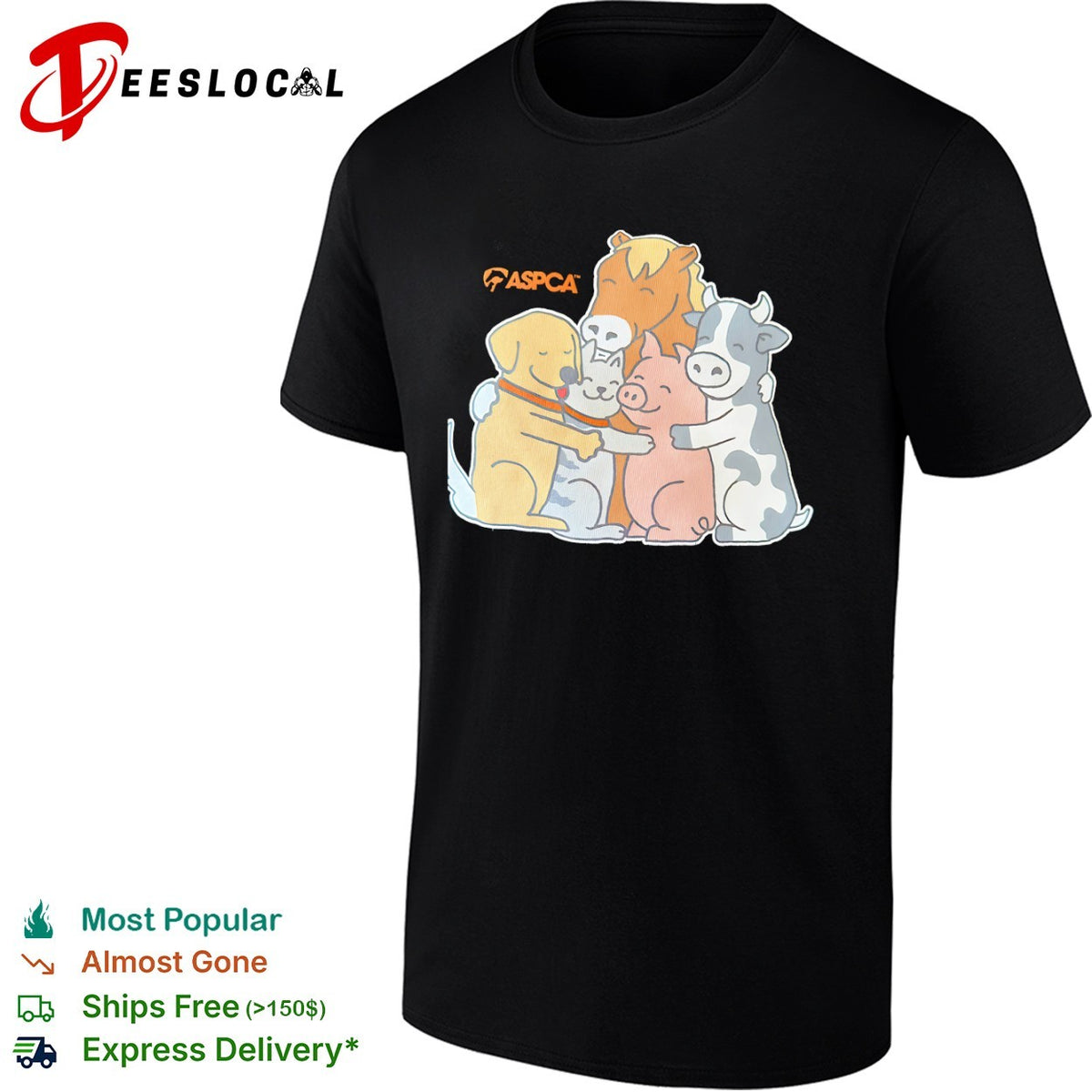 ASPCA Animal Friends Horse Dog Cat Pig Cow shirt
