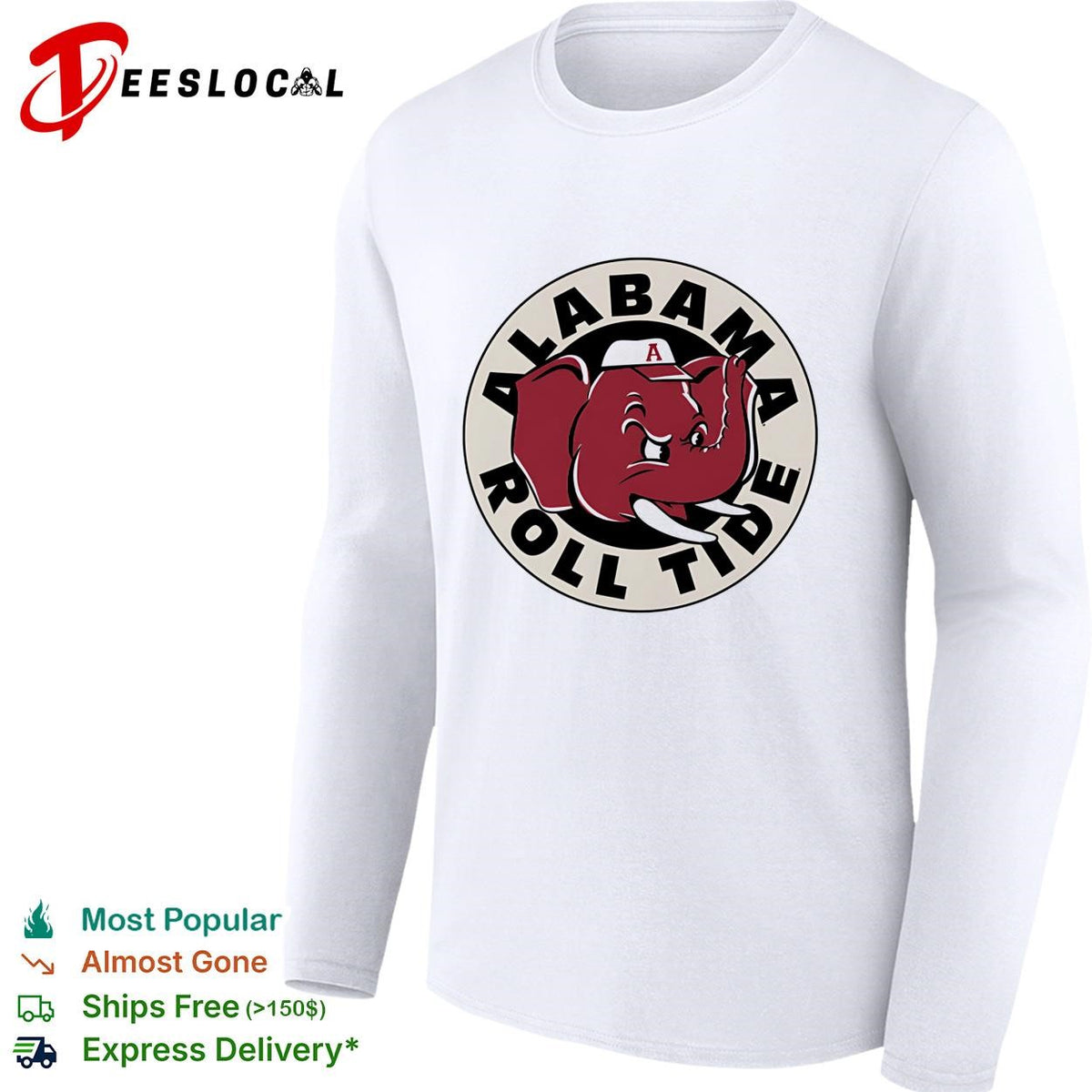 Alabama Roll Tide Big Al elephant mascot circle vintage logo shirt