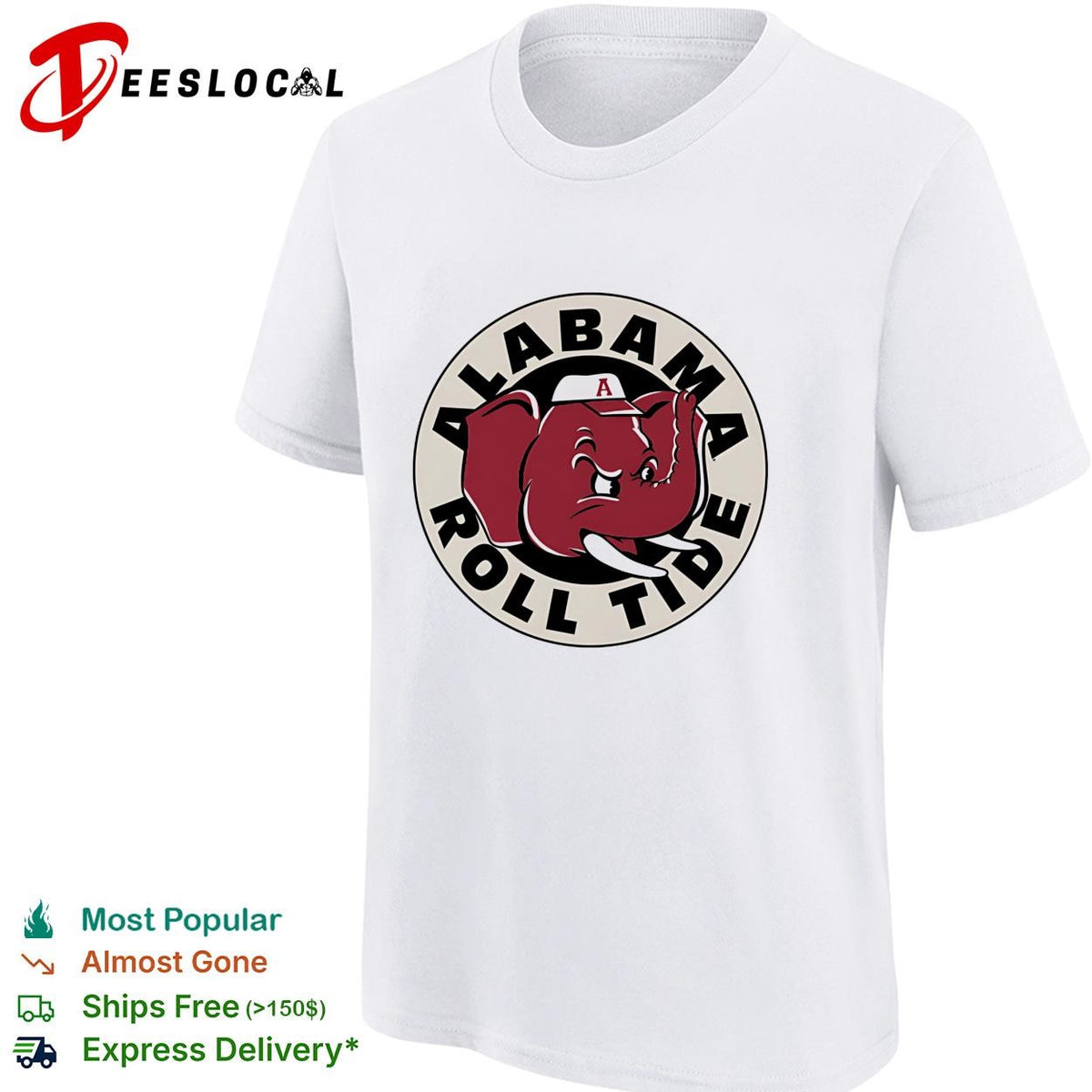 Alabama Roll Tide Big Al elephant mascot circle vintage logo shirt