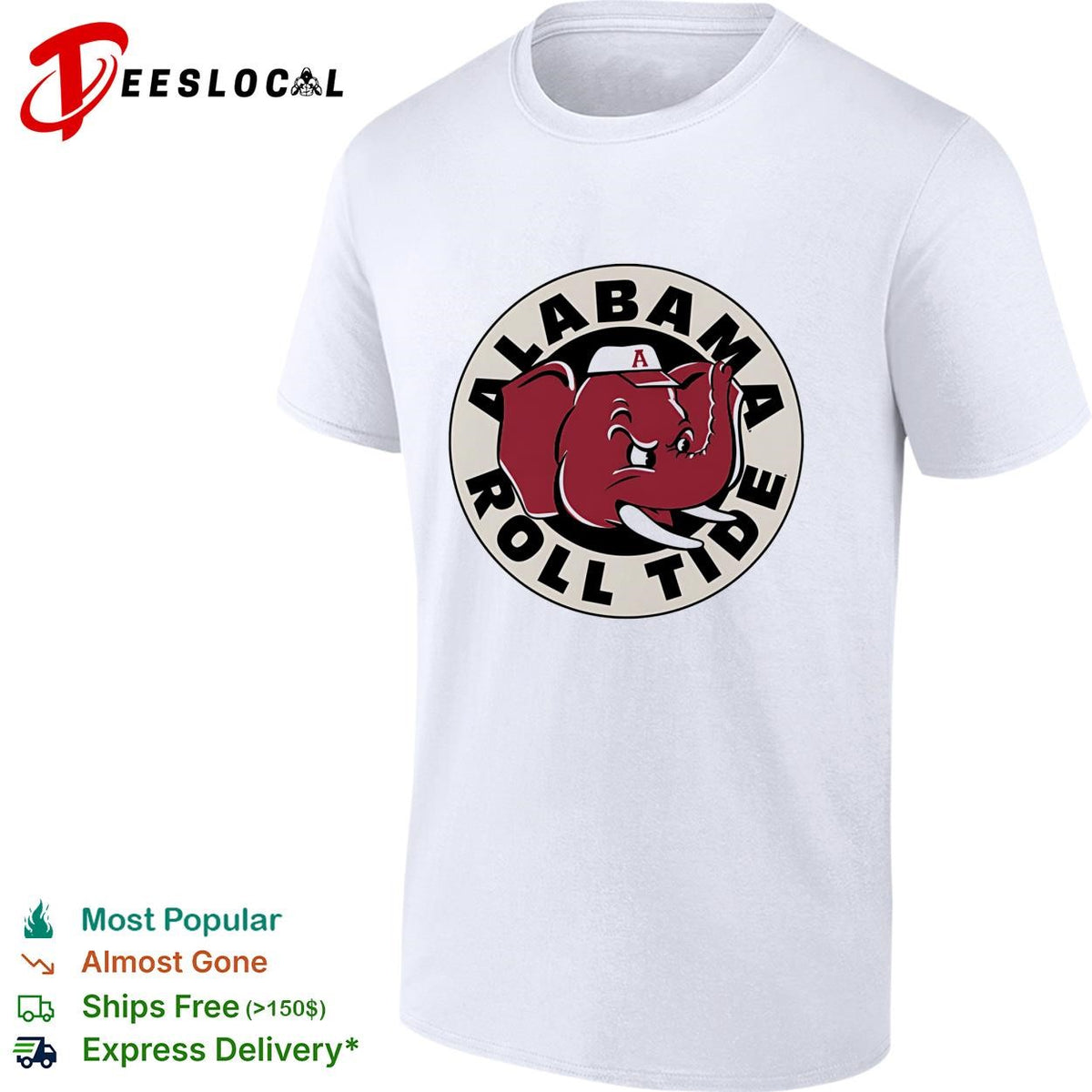 Alabama Roll Tide Big Al elephant mascot circle vintage logo shirt