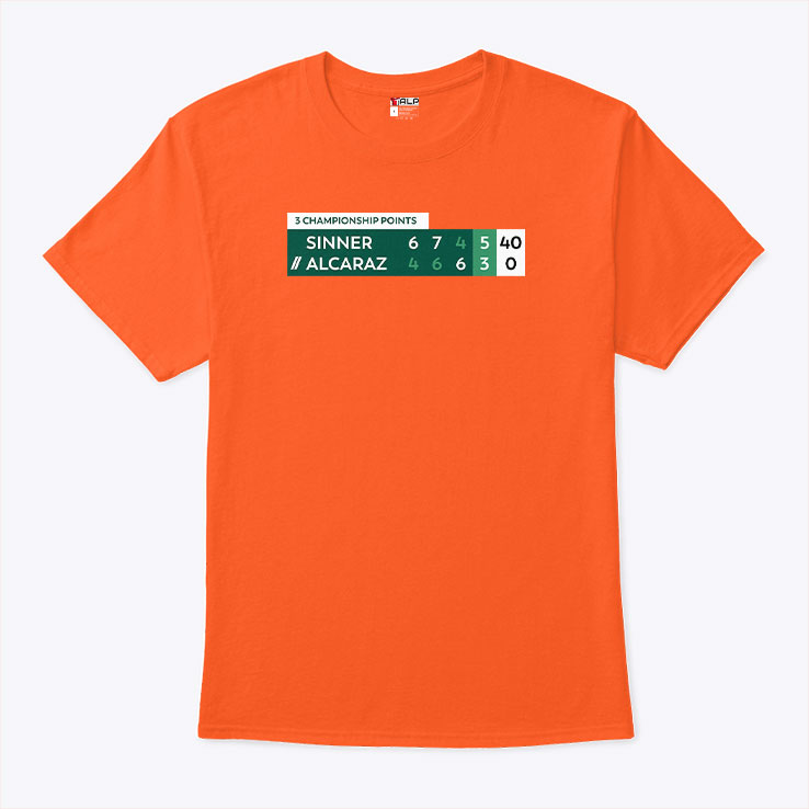 Alcaraz Vs Sinner 3 Championship Points Scoreboard Tennis T Shirt