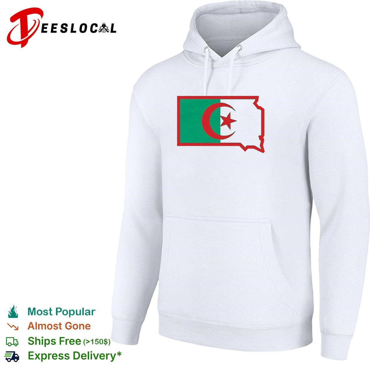 Algeria flag state map outline graphic shirt