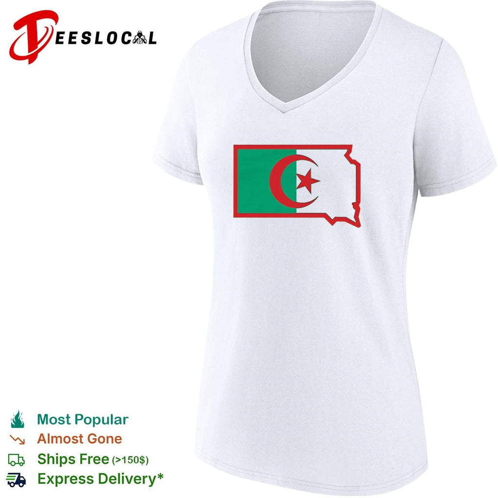 Algeria flag state map outline graphic shirt