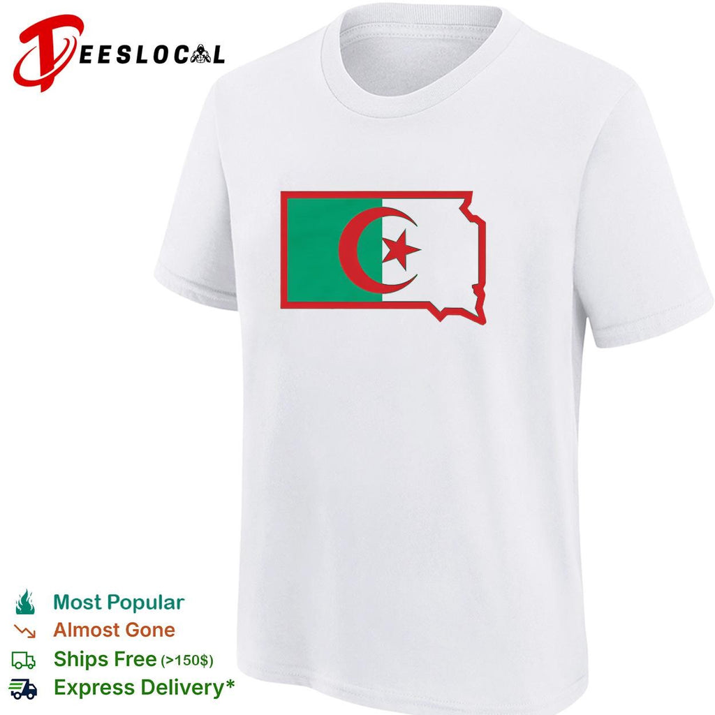 Algeria flag state map outline graphic shirt