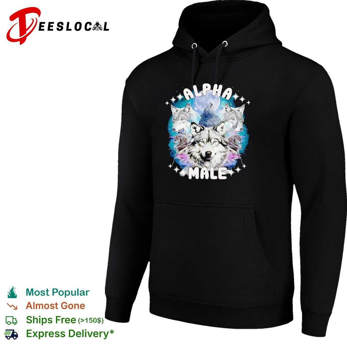Alpha Male Wolf Moon Celestial Howling Pack shirt