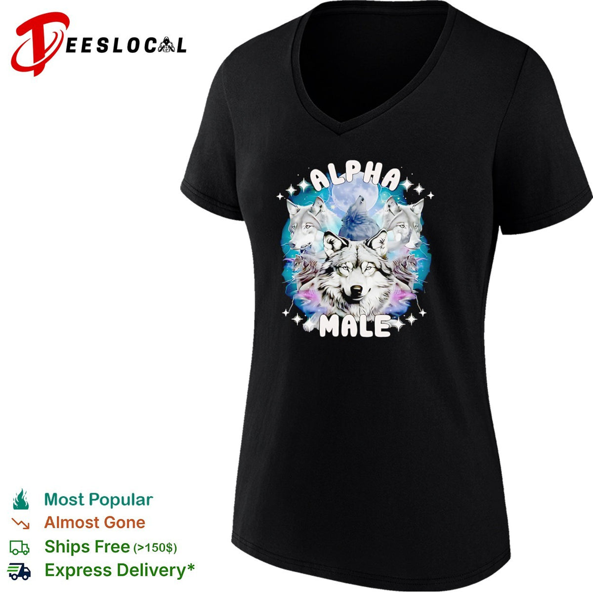 Alpha Male Wolf Moon Celestial Howling Pack shirt