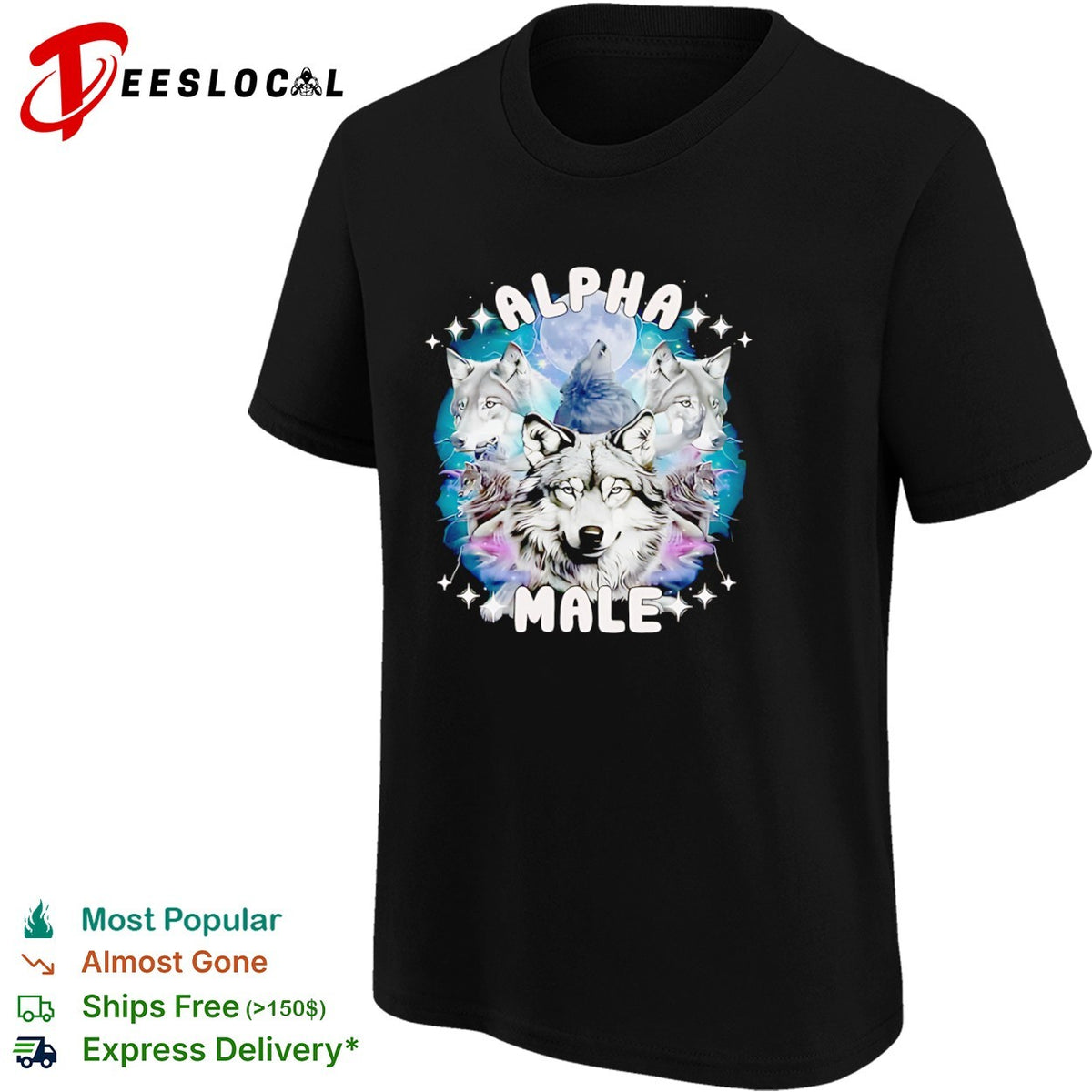 Alpha Male Wolf Moon Celestial Howling Pack shirt