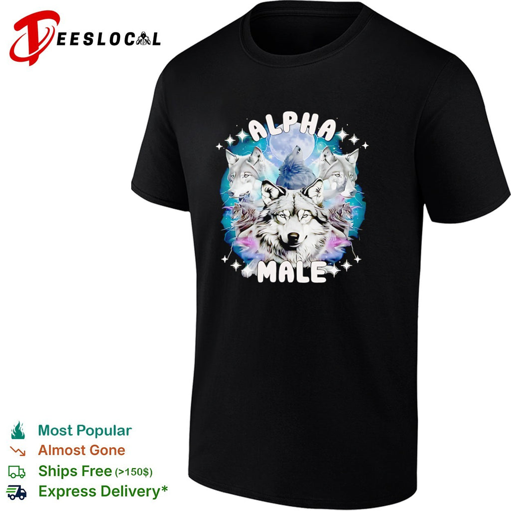 Alpha Male Wolf Moon Celestial Howling Pack shirt