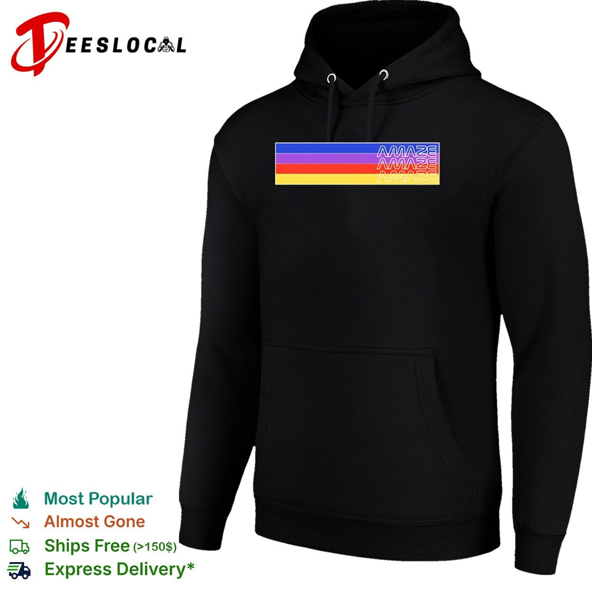 Amaze retro neon stripes rainbow bold graphic shirt