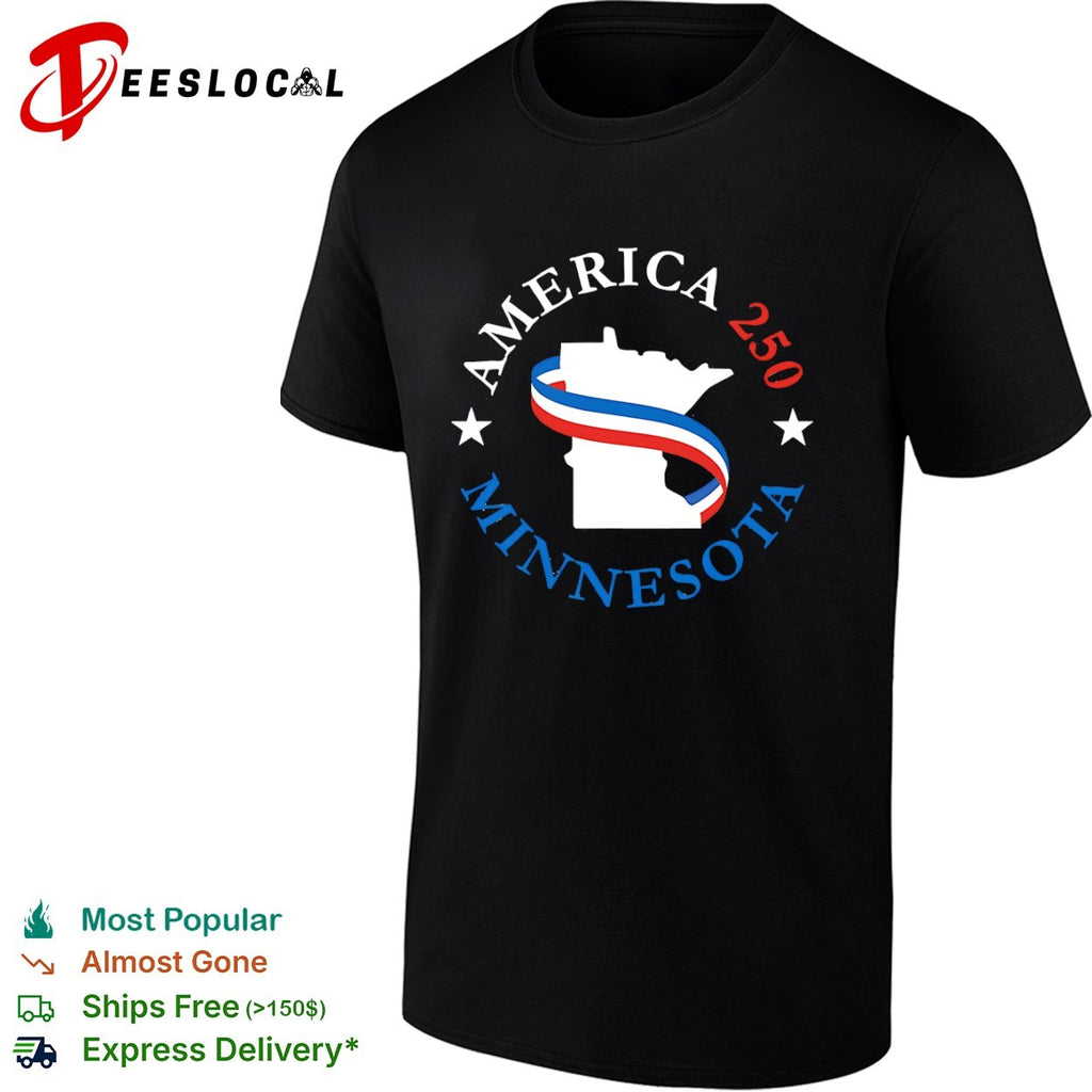 America 250 Minnesota State Outline Patriotic Ribbon shirt