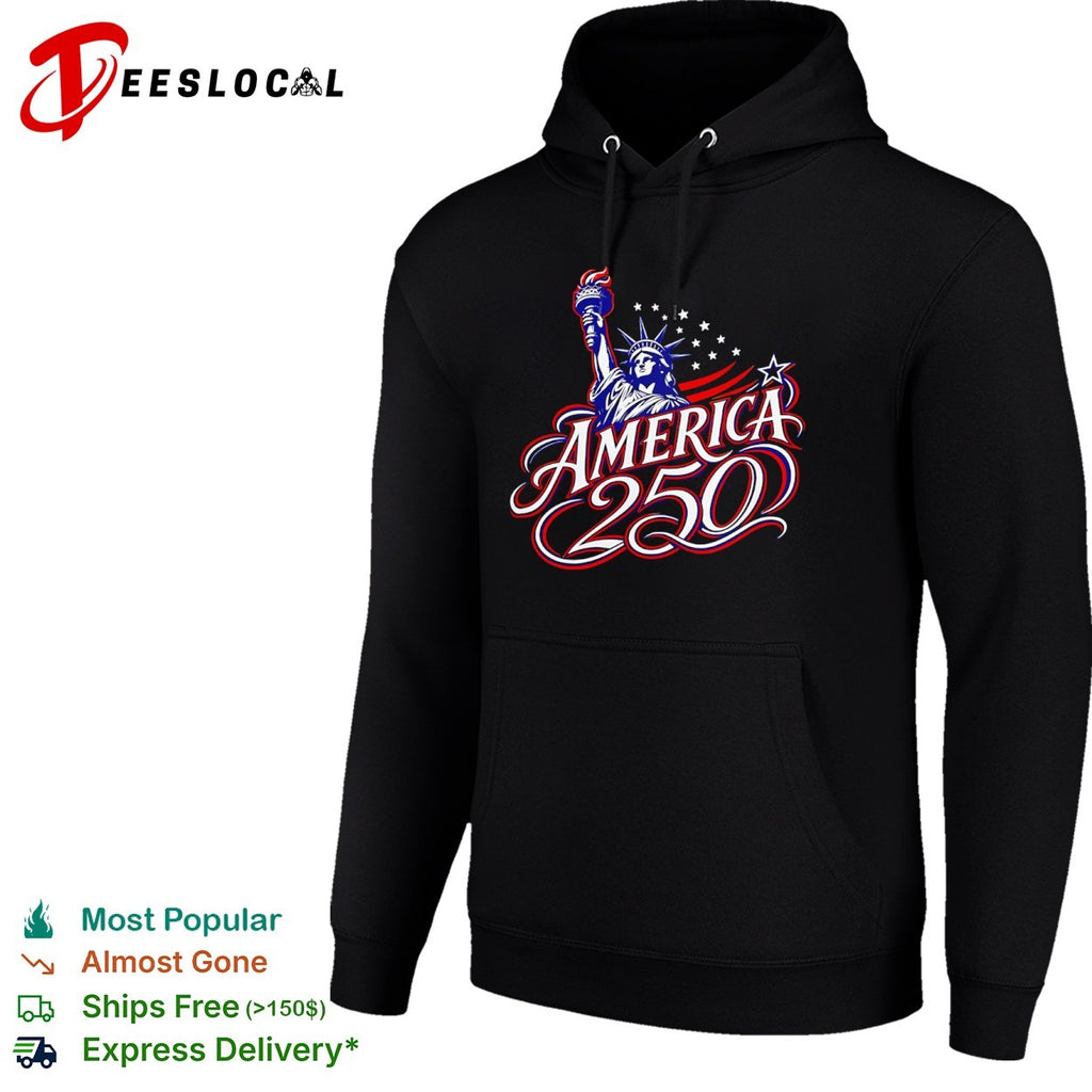 America 250 Statue of Liberty Torch Stars Stripes Red White and Blue Patriot shirt